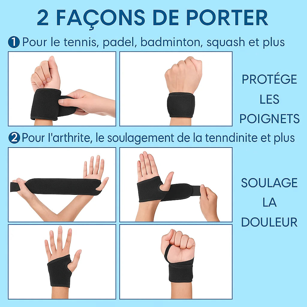 Attelle de poignet ergonomique ajustable avec velcro, 2PCS Sangles de Compression de Poignet